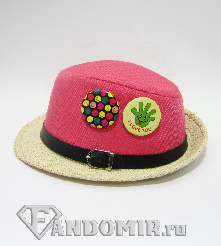 Шляпа Со значками Розовая