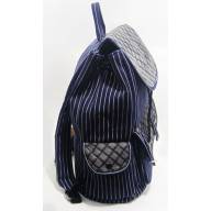 Рюкзак Торба синяя полосатая с клапаном - Рюкзак Торба синяя полосатая с клапаном