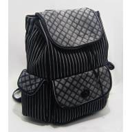 Рюкзак Торба чёрная полосатая с клапаном - Рюкзак Торба чёрная полосатая с клапаном