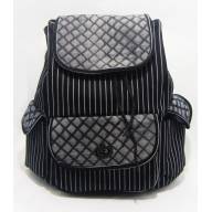 Рюкзак Торба чёрная полосатая с клапаном - Рюкзак Торба чёрная полосатая с клапаном