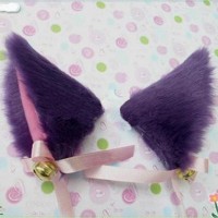 Неко-ушки заколки с бубенчиками Фиолетовые