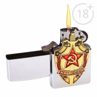Зажигалка бензиновая КГБ СССР, в металлической коробке, кремний - Зажигалка бензиновая КГБ СССР, в металлической коробке, кремний