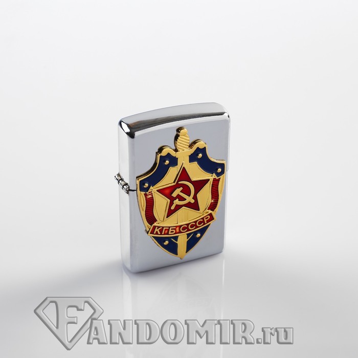 Зажигалка бензиновая КГБ СССР, в металлической коробке, кремний