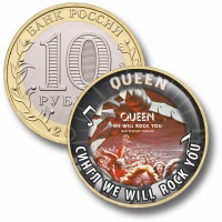 Коллекционная монета QUEEN #30 СИНГЛ WE WILL ROCK YOU