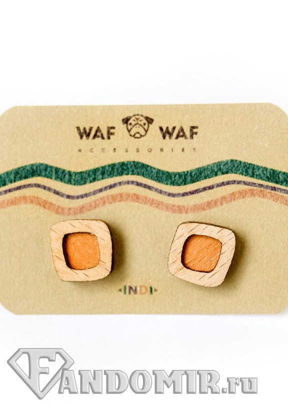 Серёжки Waf-Waf. INDI оранжевые квадратики