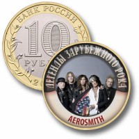 Коллекционная монета ЛЕГЕНДЫ ЗАРУБЕЖНОГО РОКА #03 AEROSMITH