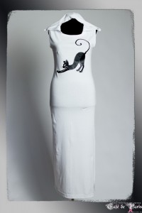 Трикотажное МАКСИ платье с капюшоном "Кошка"