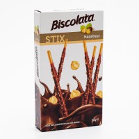 Бисквитные палочки Biscolata Stix Hazelnut. Молочный шоколад, лесной орех (32г)