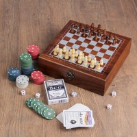 Набор 2 в 1: шахматы, покер (100 фишек, 2 колоды, кубики 5 шт)