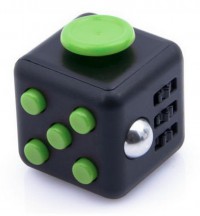 Fidget CUBE. Кубик - антистресс. Чёрный с зелёными кнопками
