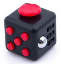 Fidget CUBE. Кубик - антистресс. Чёрный с красными кнопками