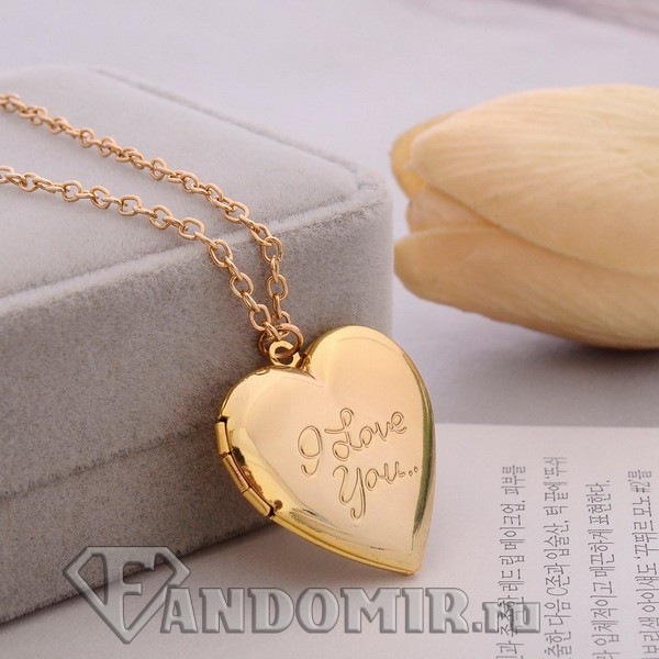Кулон-медальон Сердце. I Love You. Gold