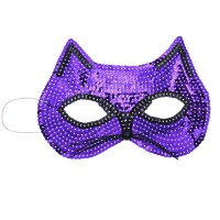 Карнавальная маска КОШЕЧКА с пайетками, цвет фиолетовый 