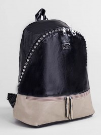 Рюкзак молодёжный, отдел на молнии, наружный карман, цвет чёрный/бежевый