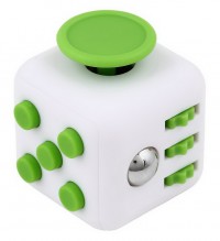 Fidget CUBE. Кубик - антистресс. Белый с зелёными кнопками