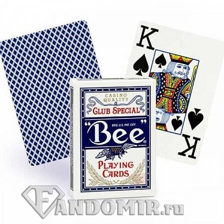 Карты для покера Bee Standart Index Red & Blue. Синяя рубашка