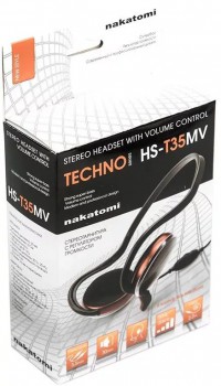 Наушники Nakatomi HS-T35MV с микрофоном накладные, затылочное оголовье, компьютерная гарнитура