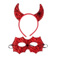 Карнавальный набор "Черт" паутинка 2 предмета: ободок, маска, цвет красный 