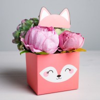 Коробка для цветов с топпером Лисичка