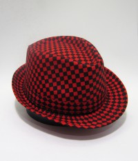 Шляпа с узкими полями В клетку Красная