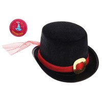 Карнавальная шляпка "Цилиндр" с красным ремешком, р-р 56-58, цвет чёрный